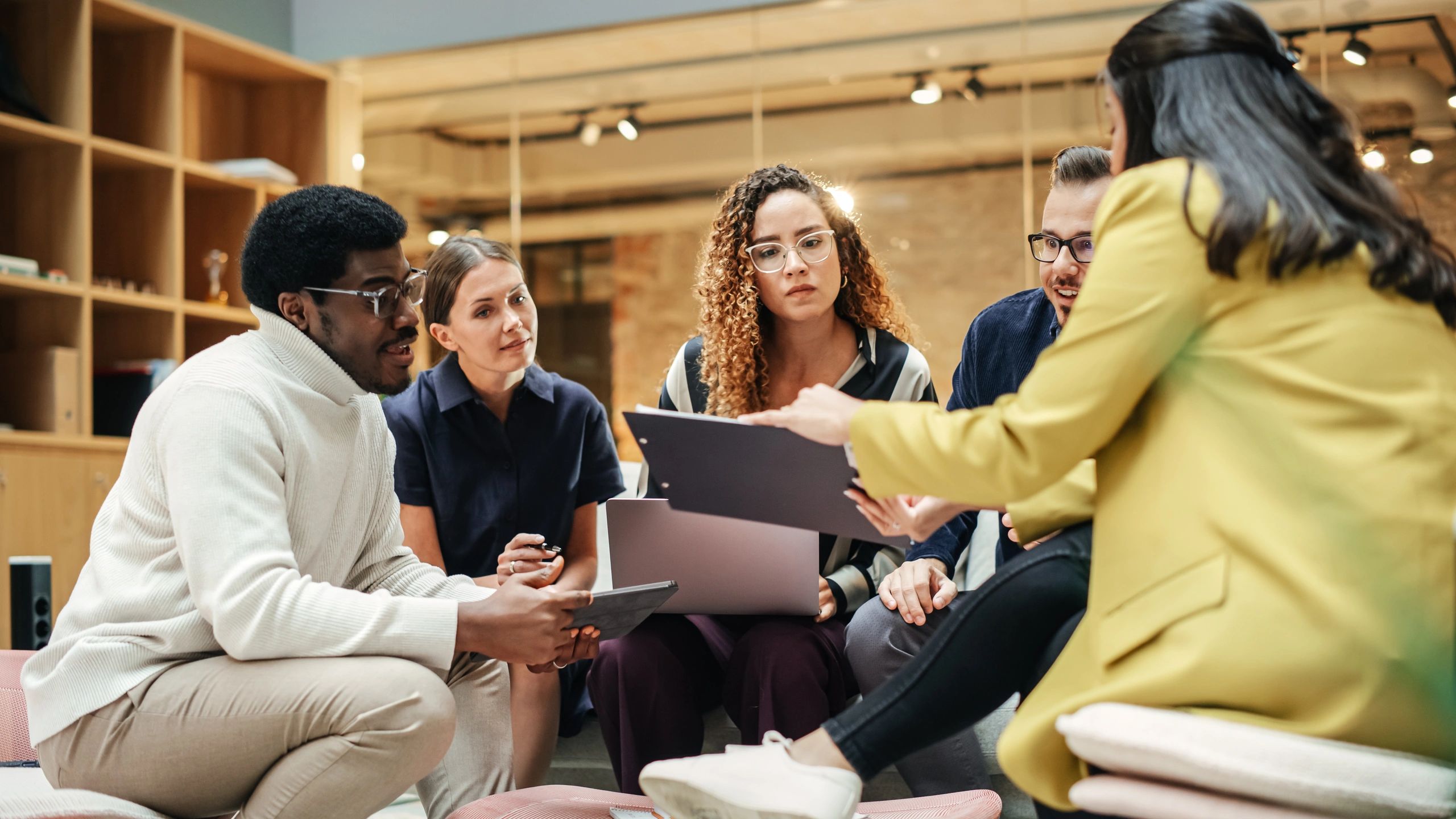 Business team collaborating in a modern office